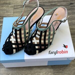 Farylrobin Gaia Black Cream and Green Heels